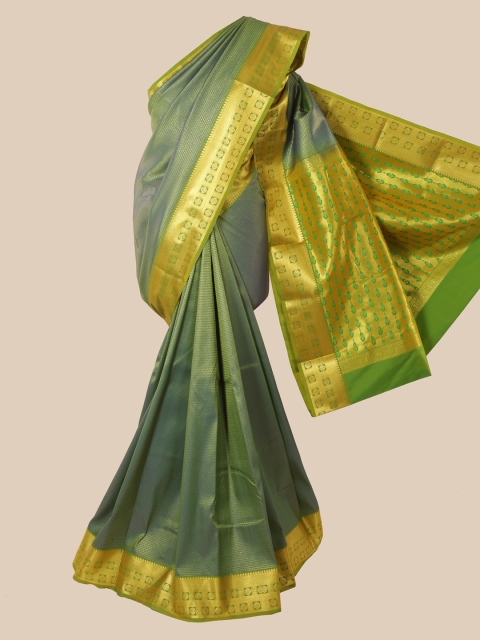 

Pothys Green & Gold-Toned Woven Design Zari Silk Blend Saree