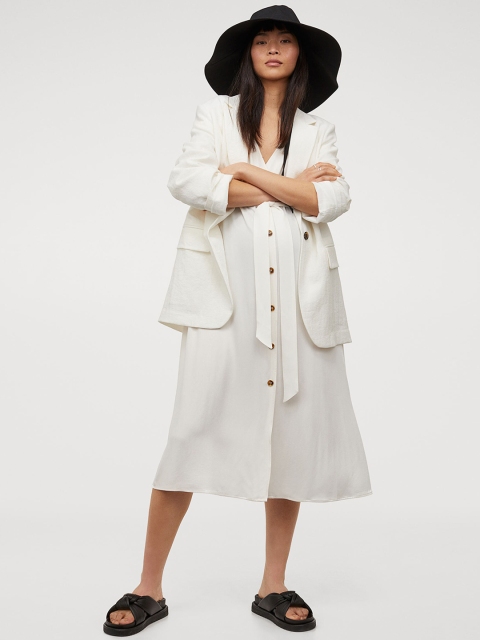 

H&M MAMA White Solid V-Neck Dress