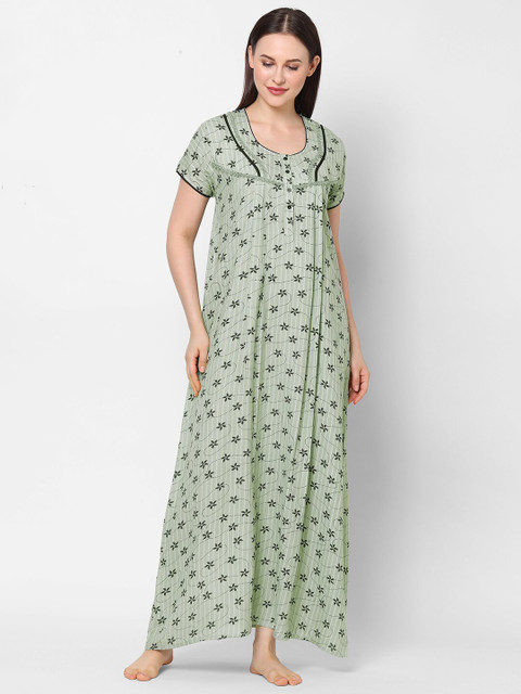 

Sweet Dreams Green Printed Maxi Nightdress