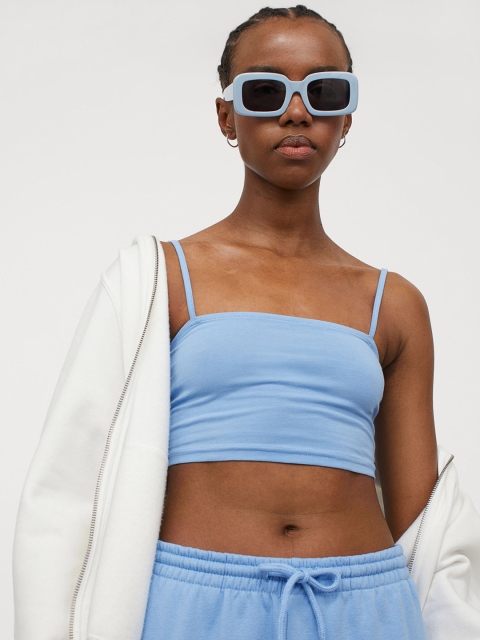 

H&M Blue Jersey Cropped Top
