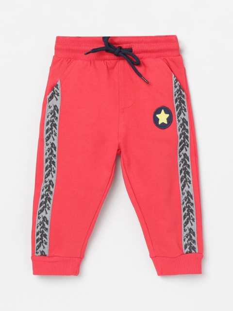 max Boys Red & Black Printed Pure Cotton Joggers