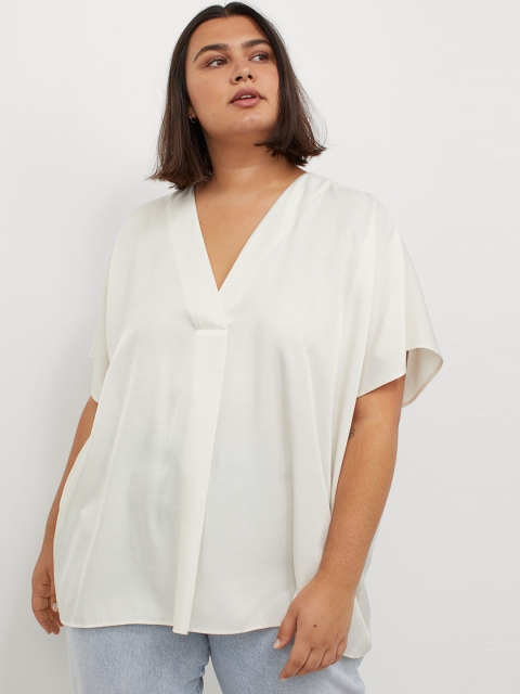 

H&M+ Womens White Satin blouse