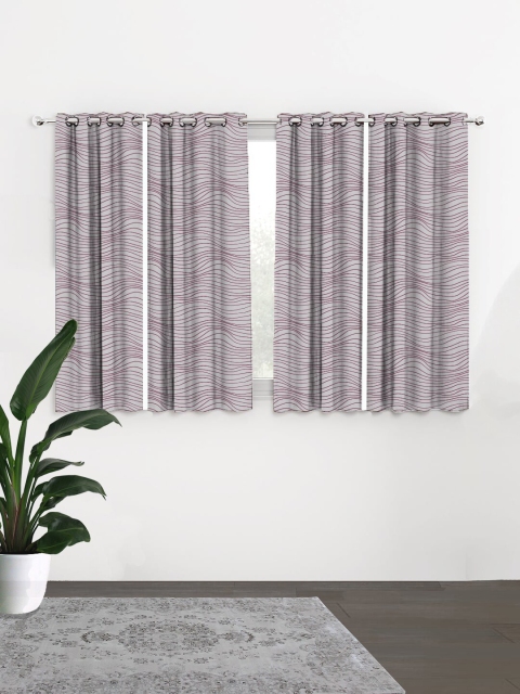 

HOUZZCODE Grey & Purple Set of 4 Black Out Window Curtains