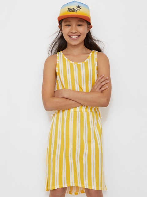 

H&M Yellow & White Striped Jersey Crepe Dress