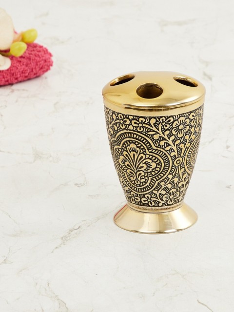 

Home Centre Gold-Toned & Black Raja Rani Textured Imperial Metal Toothbrush Holder