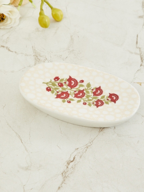 

Home Centre White & Pink Floral Printed Vintage Reditions Ceramic Soap Dish