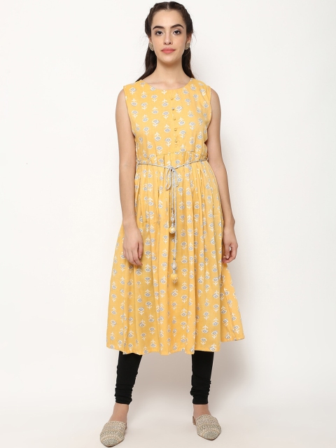 

V2 Value & Variety Mustard Floral Printed Kurti