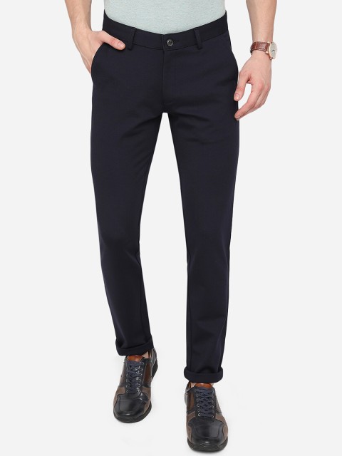 

JB STUDIO Men Navy Blue Slim Fit Regular Trousers
