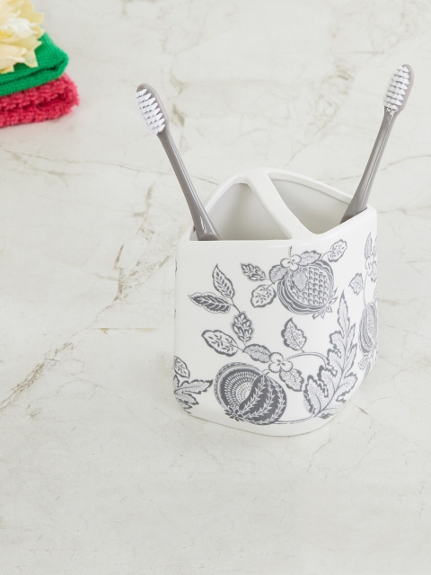 

Home Centre White & Black Printed Organic Heritage Ceramictooth Brush Holder