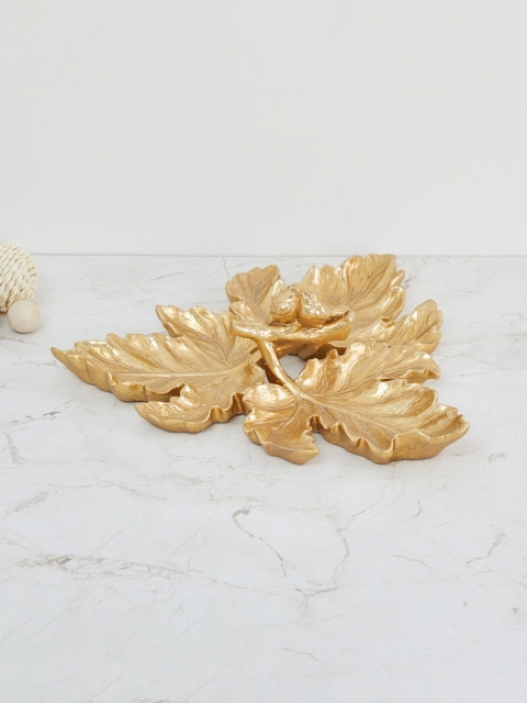 

Home Centre Gold-Toned Alchemy Birds On Leaf Decor Platter