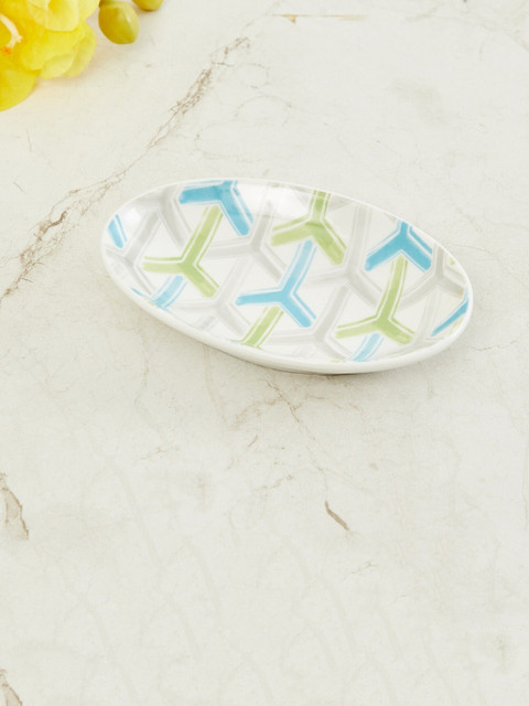 

Home Centre White & Green Aqua Printed Ceramic Soap Dis