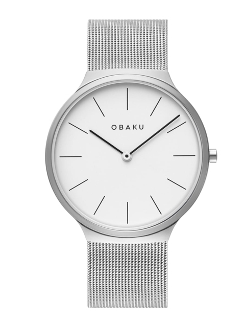 

Obaku Men White Brass Dial Stainless Steel Bracelet Style Straps Analogue Watch V240GXCWMC