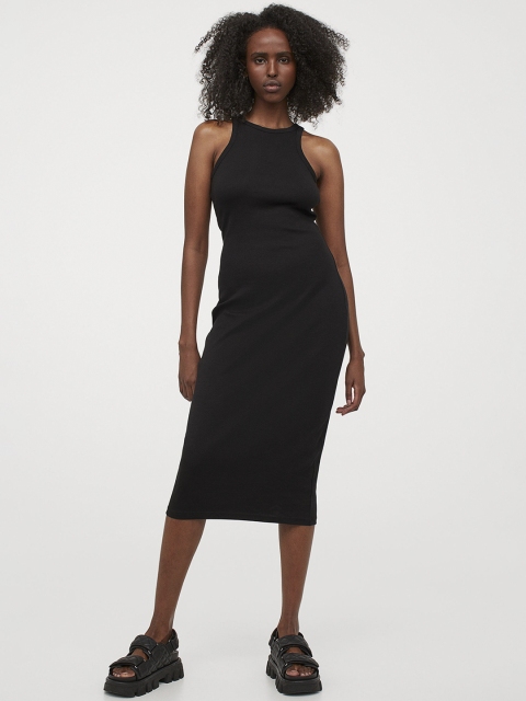 

H&M Womens Ribbed jersey dress, Black