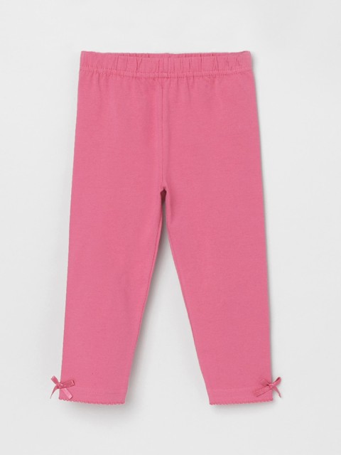 

max Girls Pink Solid Three-Fourth-Length Leggings
