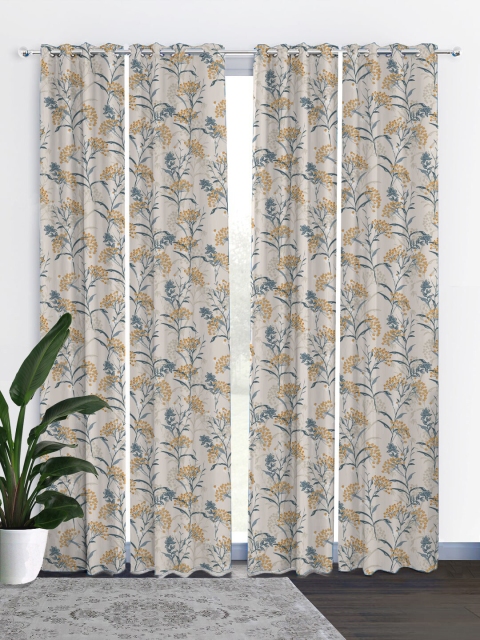 

HOUZZCODE Grey & Blue Set of 4 Curtains