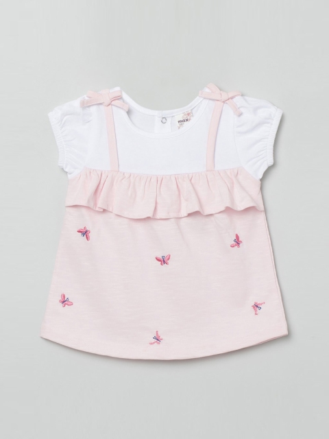 

max Pink & White Embroidered Regular Top