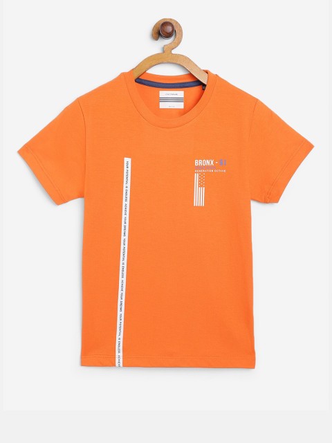 

Octave Boys Orange Typography Printed T-shirt