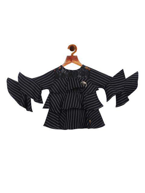 

Tiny Girl Black Striped Tiered Top