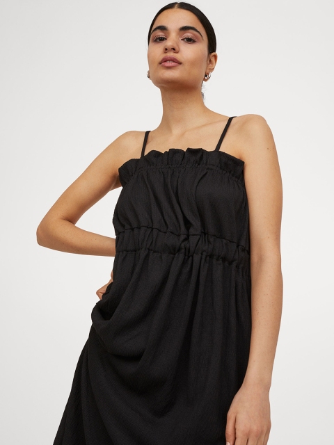 

H&M Women Black Calf Length Jersey Dress