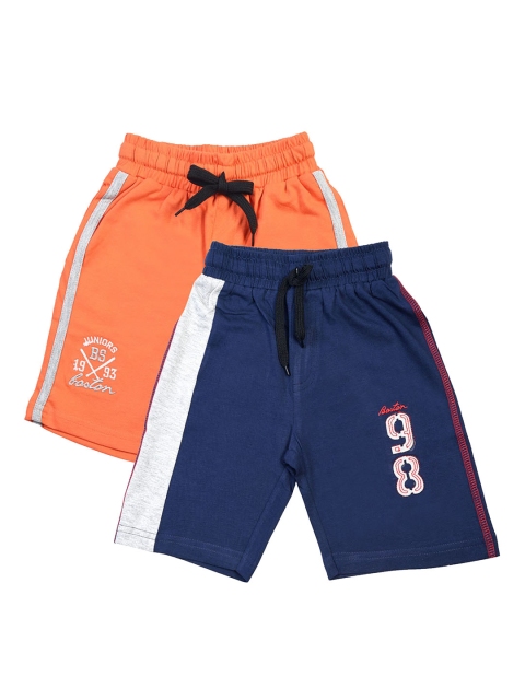 

CRAZYPENGUIN Unisex Kids Navy Blue Pack of 2 Printed Regular Fit Regular Shorts