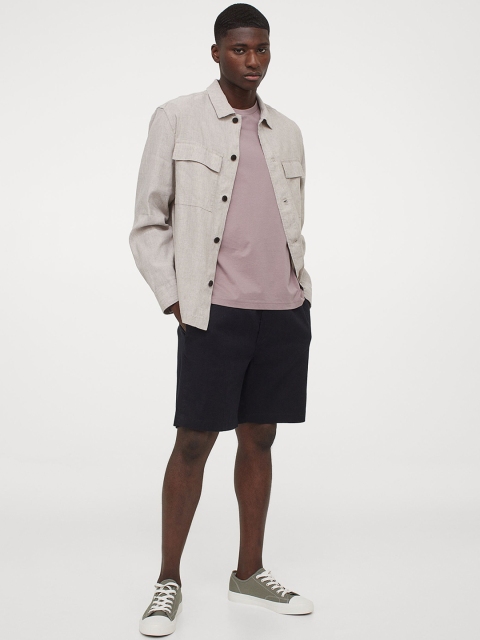 

H&M Women Black Regular Fit Linen-Blend Shorts
