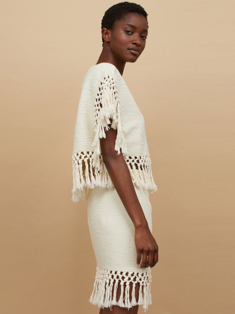 

H&M Women White Tasselled Top