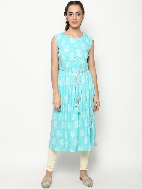 

V2 Value & Variety Sea Green Ethnic Motifs Printed Kurta