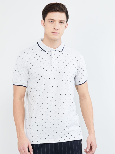 

max Men Off White Printed Polo Collar T-shirt
