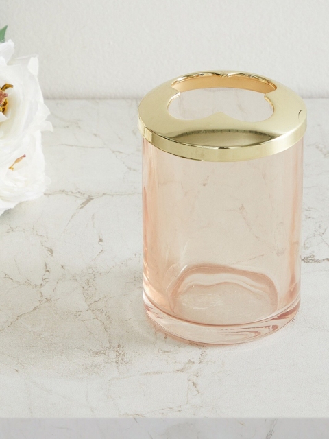 

Home Centre Peach-Coloured & Gold-Toned Mystic Fables Glass Toothbrush Holder