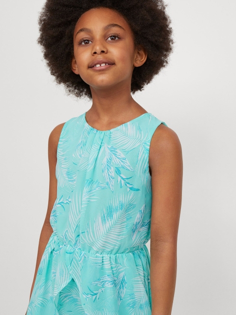 

H&M Girl Turquoise Blue Patterned Chiffon Dress