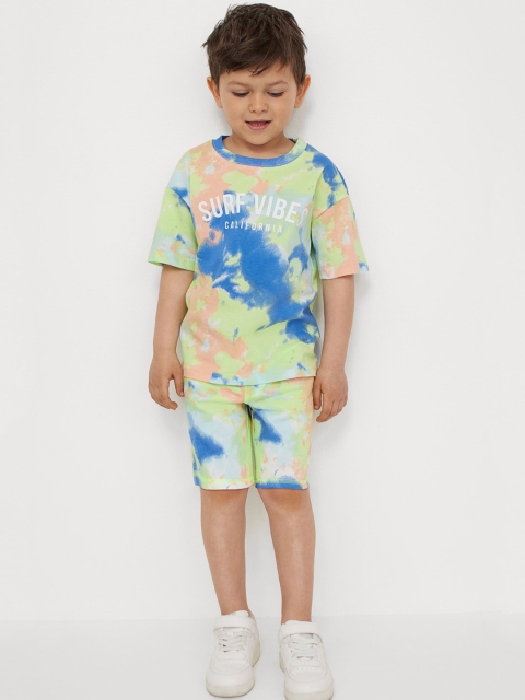 

H&M Boys Blue & Green Tie-dye-Patterned Shorts