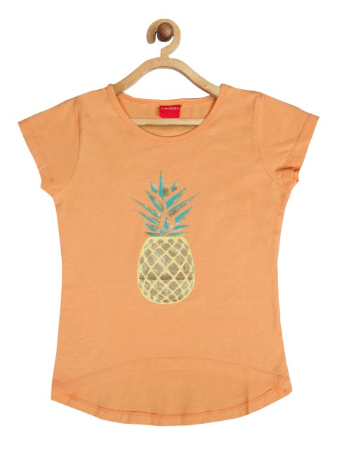 

Tiny Girl Peach & Green Regular Top