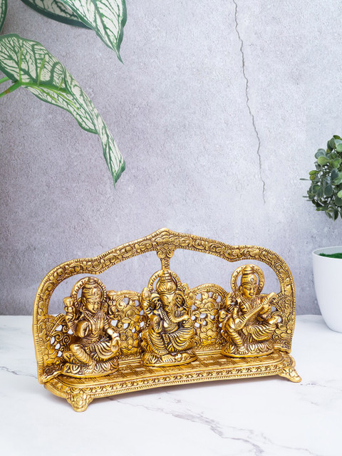 

Golden Peacock Gold-Toned Laxmi Ganesh Saraswathi Idol Showpiece
