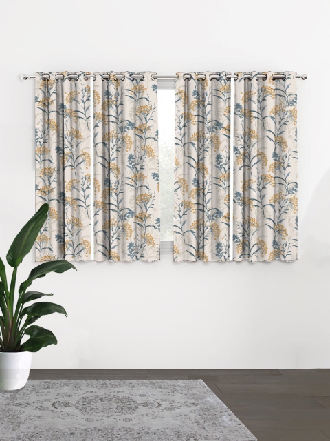 

HOUZZCODE Grey & Tan Set of 4 Curtains