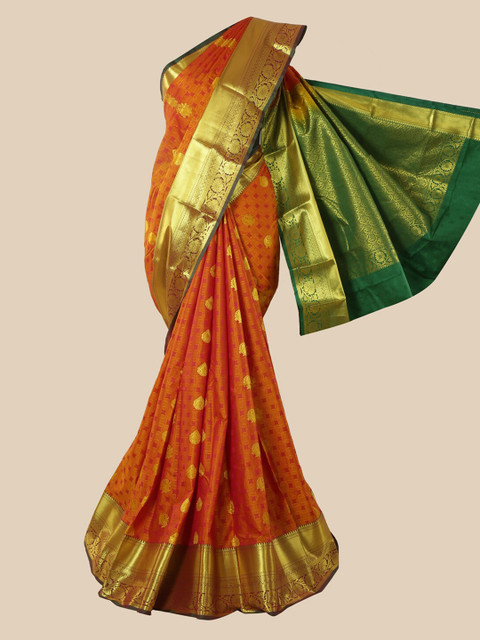 

Pothys Mustard & Green Woven Design Zari Silk Blend Saree
