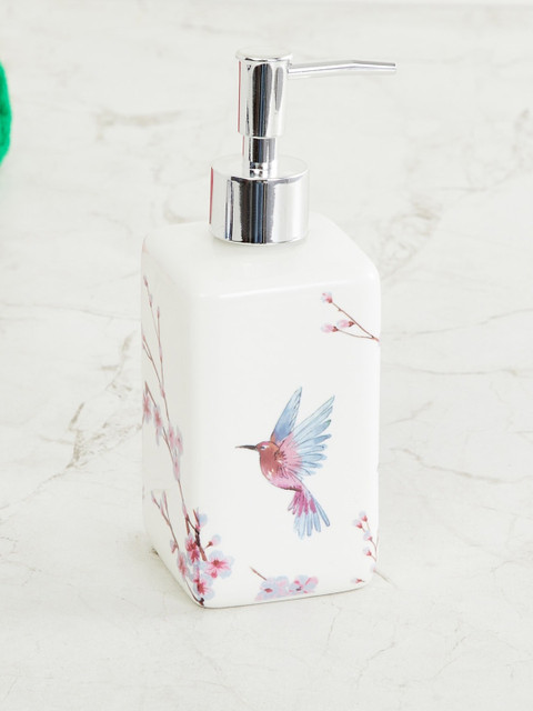 

Home Centre White & Pink Floral Printed Blue Radance Ceramic Soap Dispenser