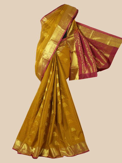 

Pothys Mustard Yellow Woven Design Silk Blend Saree