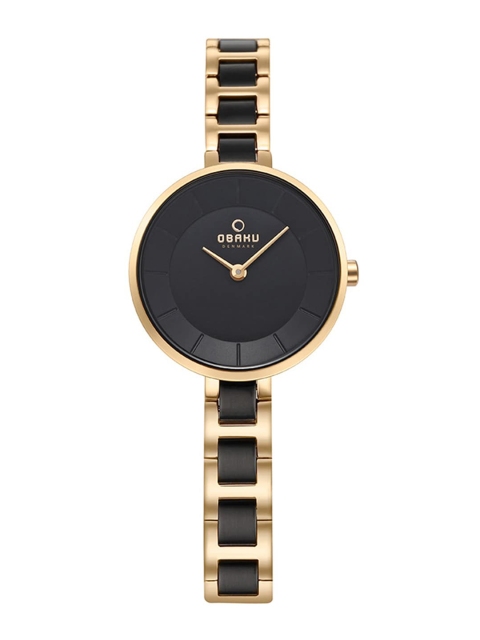 

Obaku Women Black Brass & Stainless Steel Bracelet Style Straps Analogue Watch V183LXGBSB