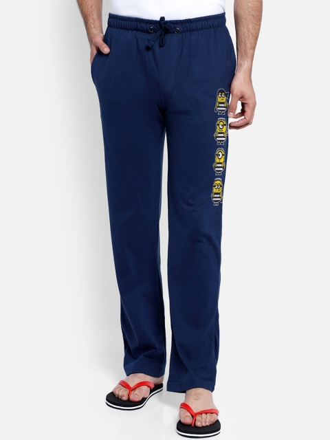Free Authority Men Navy Blue & Yellow Minions Printed Lounge Pants
