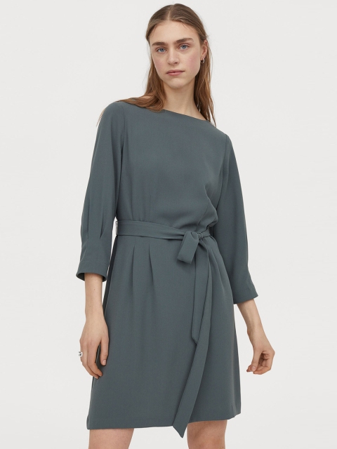 

H&M Womens Green Boat-neck dress