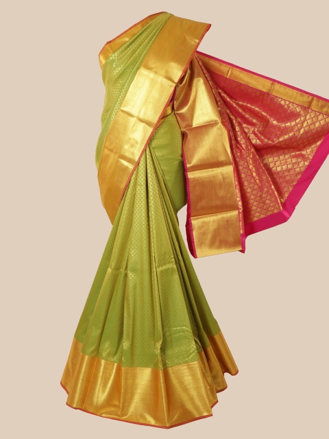 

Pothys Green & Pink Woven Design Zari Silk Blend Saree