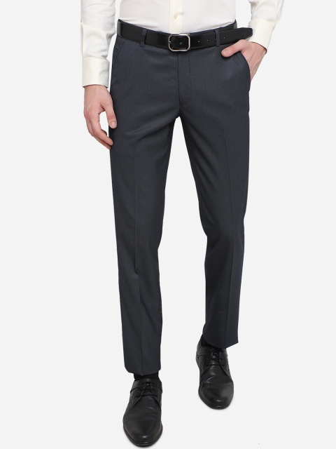 

JB STUDIO Men Navy Blue Slim Fit Formal Trousers