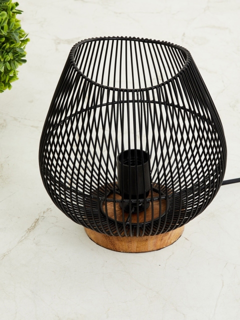 

Home Centre Black & Brown Graz Wire Metal Table Lamp With Wooden Base
