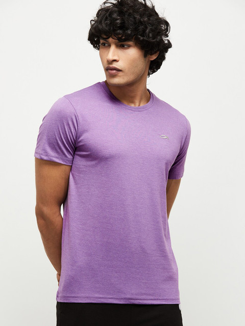 

max Men Lavender Slim Fit T-shirt
