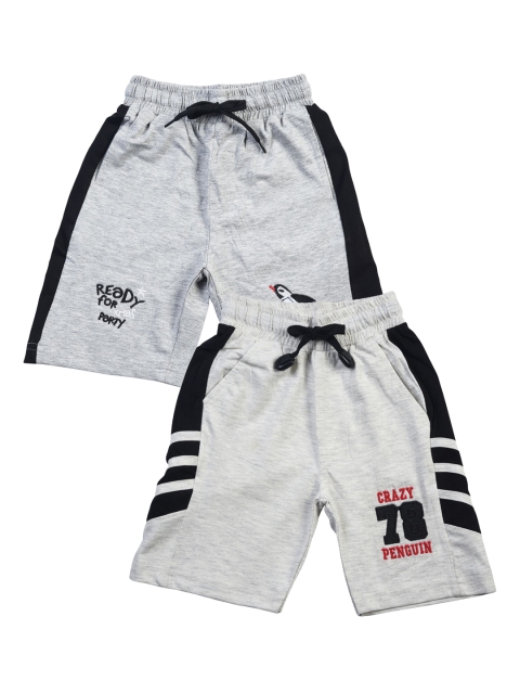 

CRAZYPENGUIN Kids Grey Melange Pack of 2 Mid-Rise Regular Shorts