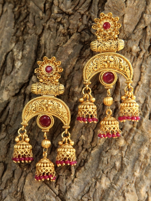 

Adwitiya Collection Gold Contemporary Jhumkas Earrings