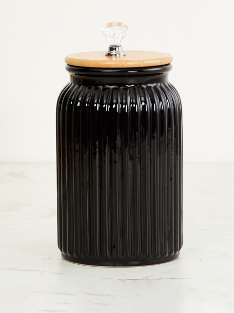 

Home Centre Black Splendid Textured Decorative Cannister With Lid