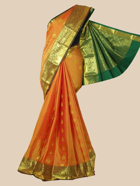 

Pothys Mustard & Green Woven Design Zari Silk Blend Saree