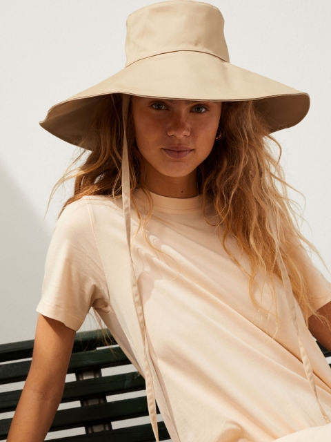 

H&M Women Beige Solid Cotton Sun Hat