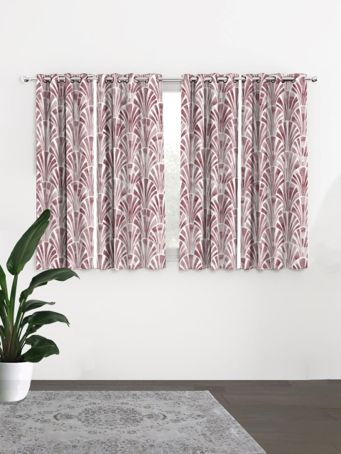 

HOUZZCODE White & Purple Set of 4 Curtains
